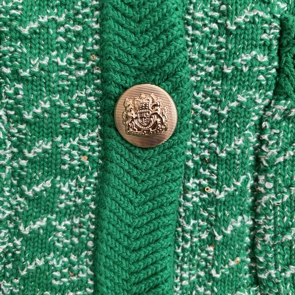 JACKET CARDIGAN WOMEN'S SIZE MEDIUM SHINE CARDI GREEN/WHITE METALLIC TEXTURED - Picture 5 of 6